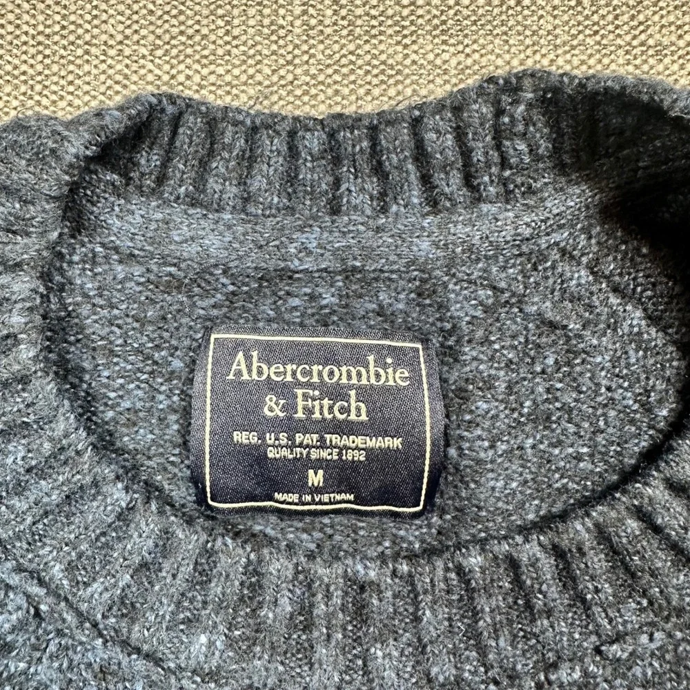 Abercrombie & Fitch Crewneck Sweater Mens Medium Dark Blue Marl Raglan